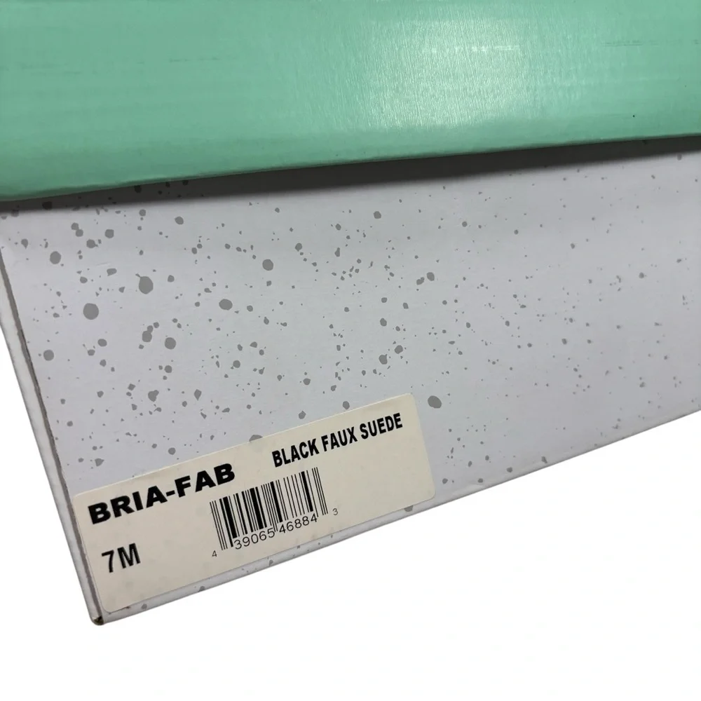 Abound 7m Bria Fab Black Faux Suede Strappy Open Peep Toe Wedges Shoes New Box - Picture 3 of 7